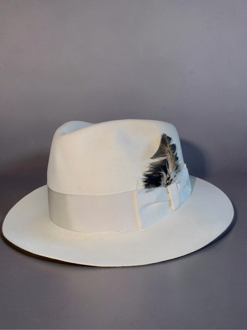 Biltmore President White Fur Felt Fedora Hat Size 7 1/2 Made in Canada